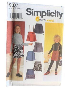 Simplicity Girls Skirt Sewing Pattern Size 3 4 5 6 9337 Uncut 2000s